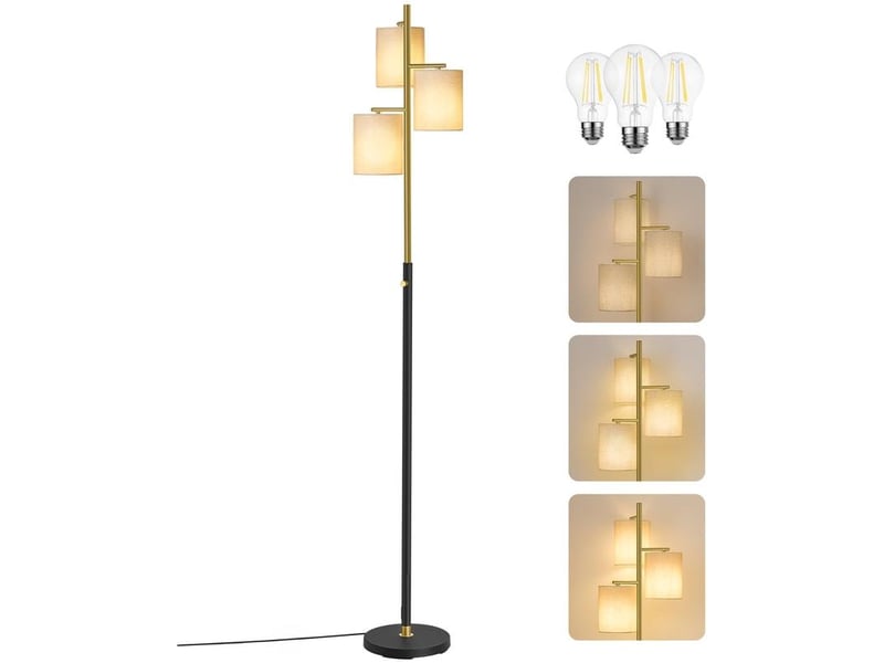  Lampadaire sur pied moderne avec intensité réglable 29 x 29 x 173 cm en acier noir 12_0012991  - Conforama A
