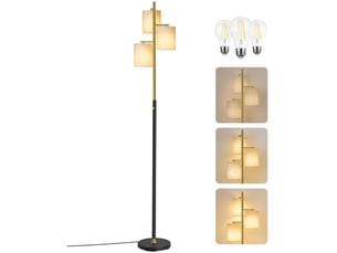 Lampadaire sur pied moderne avec intensité réglable 29 x 29 x 173 cm en acier noir 12_0012991