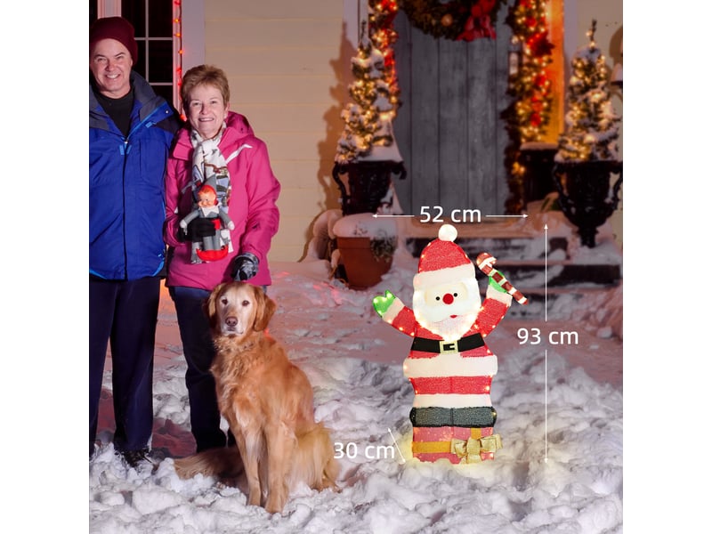  Père noël lumineux de 90 cm avec 97 led blanc chaud, décoration de noël pour intérieur et extérieur  - Conforama E