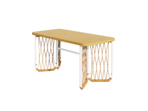 Ensemble de meubles de jardin en rotin - cadre en fer blanc - table 159,5x77,5x75 cm - 6 chaises 55x65x87 cm