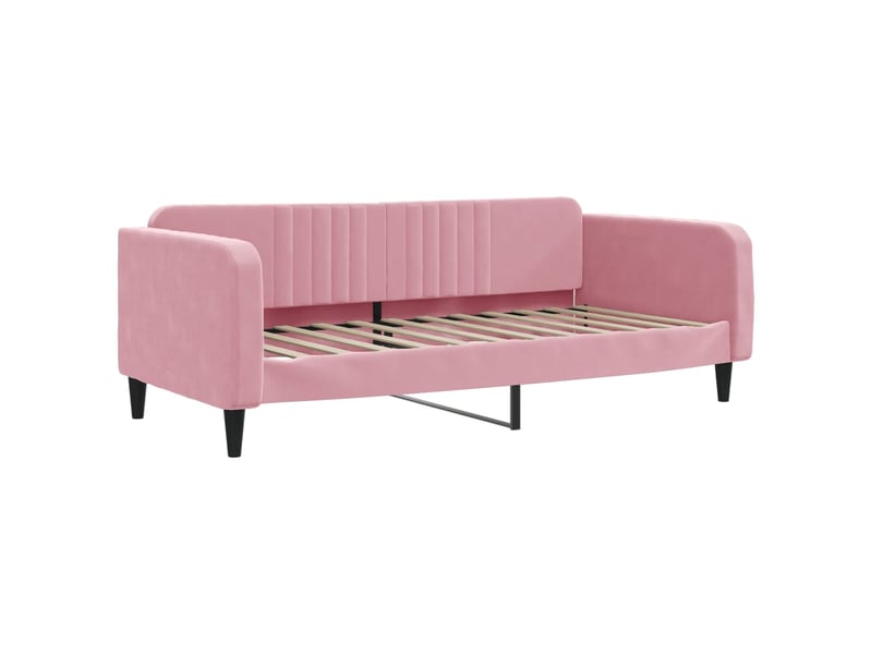  Lit simple- lit adulte -  lit de repos rose 100x200 cm velours  - Conforama A