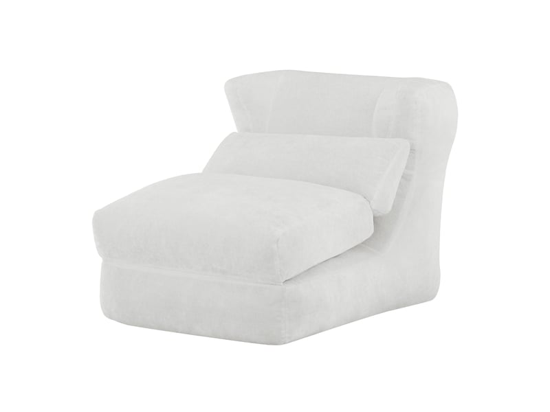  Fauteuil convertible blanc en tissu, assise en mousse et silhouette enveloppante pour salon ou chambre  - Conforama A