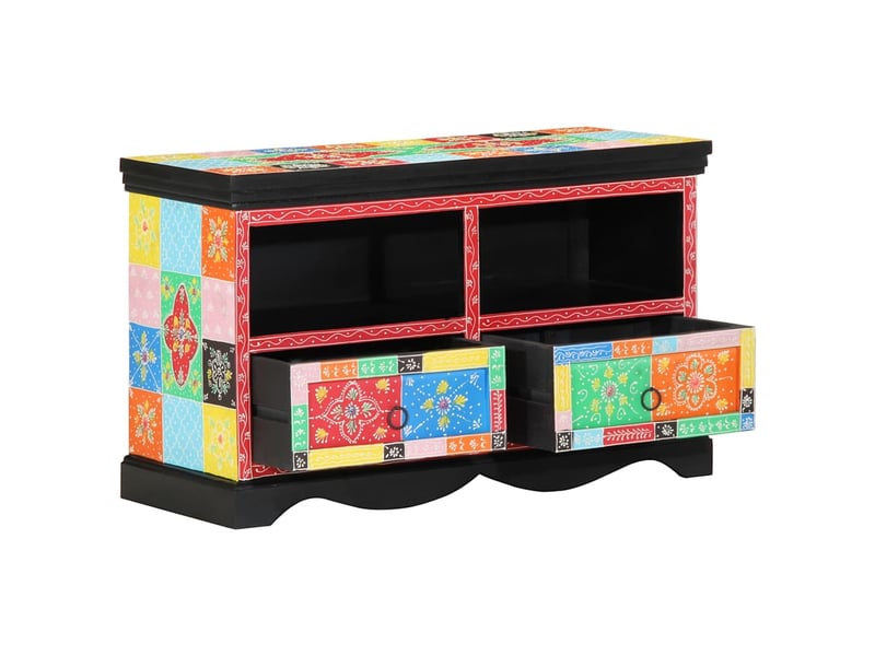  Meuble tv - banc tv - meuble de rangement 80 x 35 x 50 cm multicolore bois de mangue massif  - Conforama B