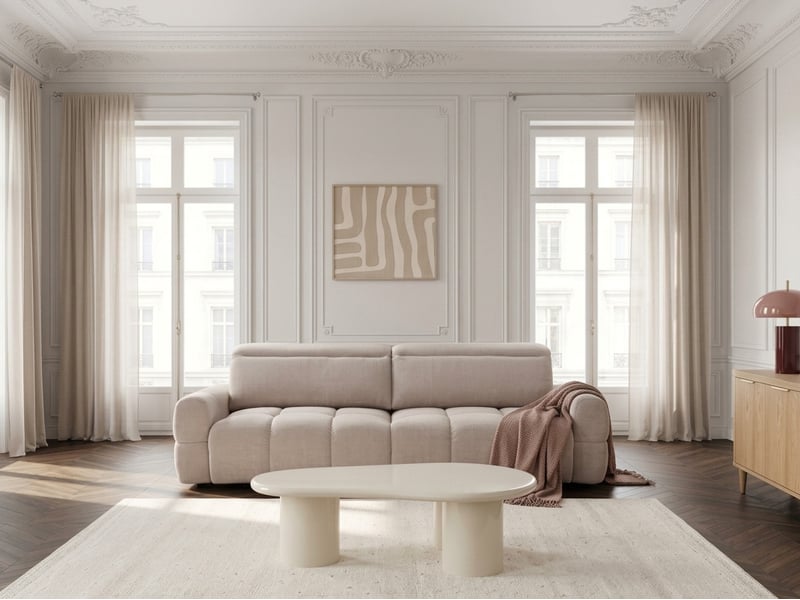 Bobochic canapé droit convertible électrique avance-recule mateo tissu chenille beige MATEO - Conforama D