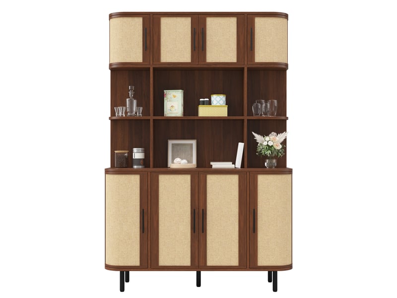  Buffet haut 120x40x180 cm 8 portes mdf noyer  - Conforama A