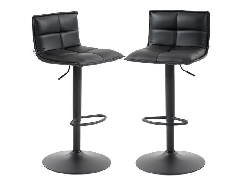  Lot de 2 tabourets de bar, chaises de bar réglable en hauteur avec assise pivotant en pu 44 x 45 x 85-106 cm noir  - Conforama A