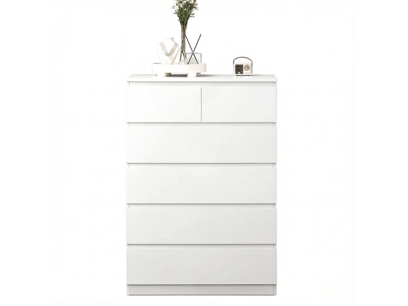  Commode 6 tiroirs blanche avec rangements de tailles mixtes cravdom  - Conforama A
