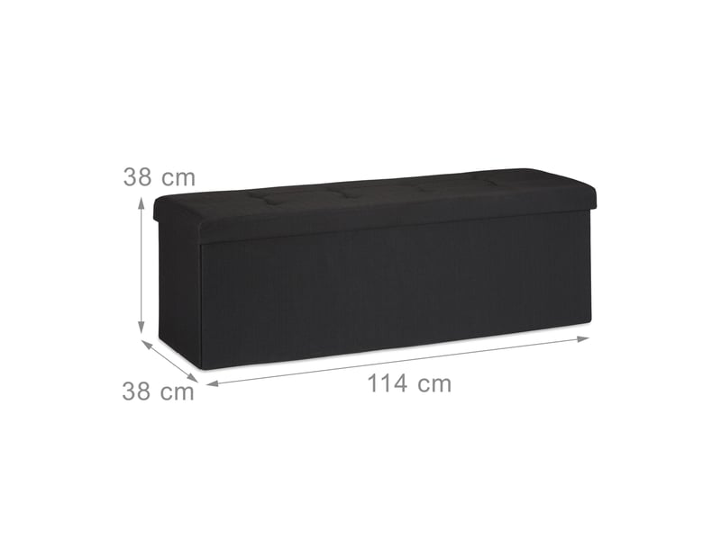  Pouf de rangement pliant assise rembourrée 38 x 114 x 38 cm pour salon chambre en lin noir 13_0005138  - Conforama C