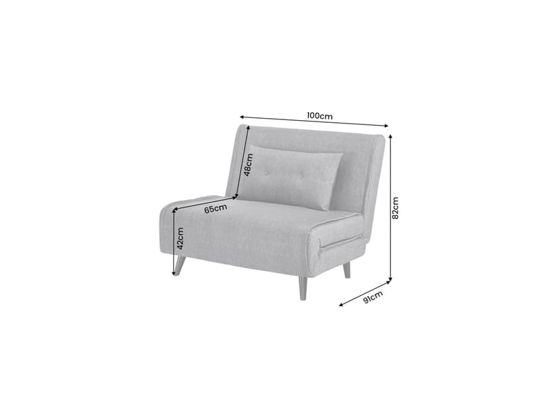  Fauteuil convertible presto 1 place - velours gris - couchage 100x190cm  - Conforama C