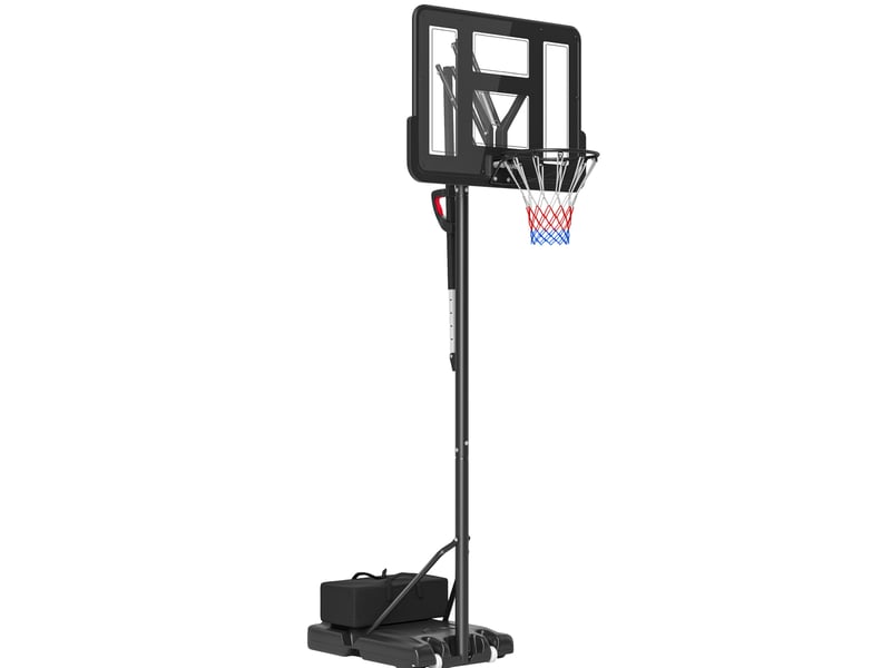 Panier de basket extérieur réglable 235-305 cm – noir – sur roulettes, panneau résistant 110 x 75 cm - Conforama A