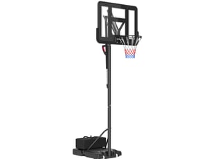 Panier de basket extérieur réglable 235-305 cm – noir – sur roulettes, panneau résistant 110 x 75 cm