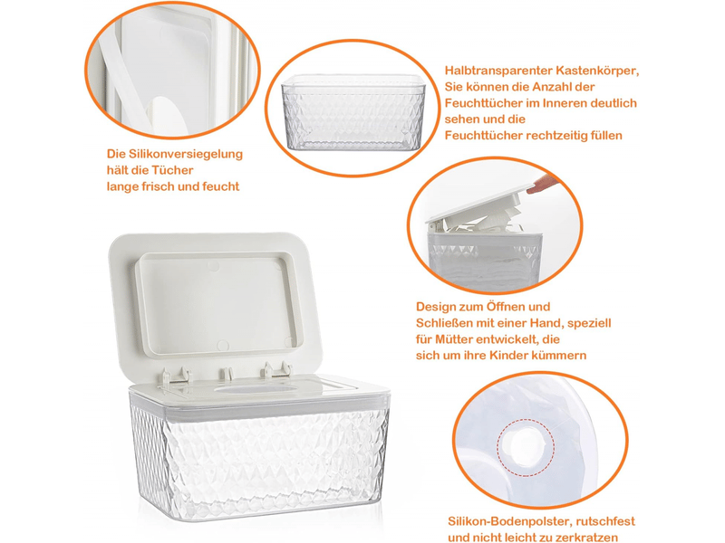  Boîte à lingettes humides, pour lingettes de soins, avec couvercle, mallette de rangement pour la maison et le bureau, blanche  - Conforama C