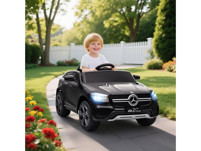  Voiture électrique pour enfants, 12 v, avec télécommande, lumières led, musique, 3 vitesses, 3-6 ans, noire  - Conforama C