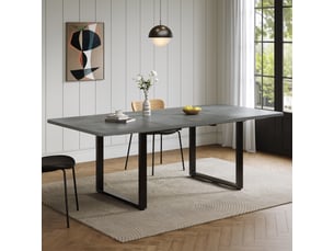 Table à manger extensible 140180220x80 cm, 6-10 personnes, plateau mdf, pieds métal, table rectangulaire pour salle à manger - gris