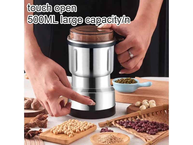  Moulin à café électrique professionnel en acier inoxydable broyage rapide moulin à épices à une touche 500ml avec couvercle broyeur à grain usage  - Conforama B