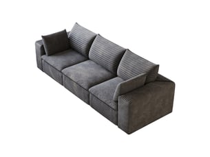 Canapé nuage 3 places velours côtelé gris foncé 260 cm pour salon sans assemblage