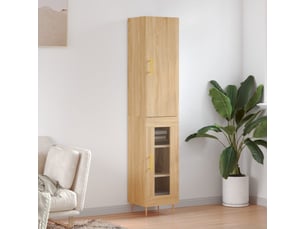 Buffet haut - bahut - meuble de rangement chêne sonoma 34,5x34x180 cm bois d'ingénierie