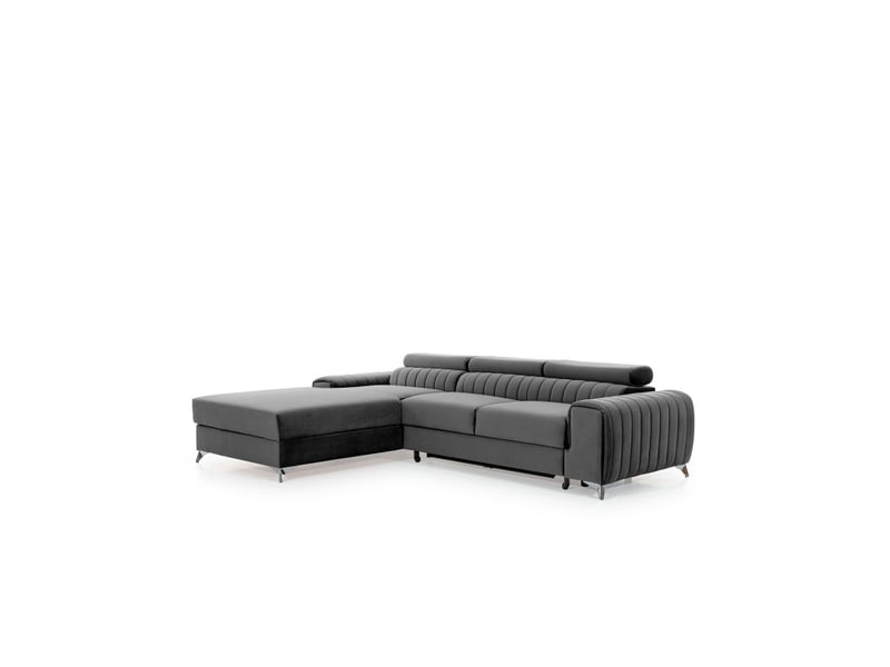 Canapé d'angle gauche gris foncé convertible 3 places jayson avec couchage - Conforama D