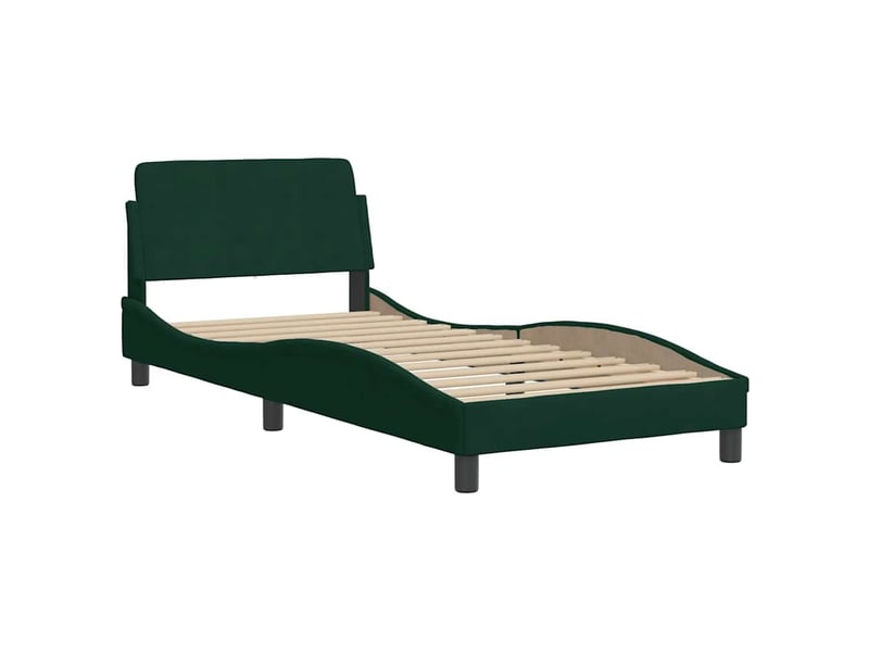  Lit simple- lit adulte -  cadre de lit dover vert foncé 80x200 cm velours  - Conforama B