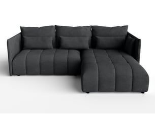 Canapé d'angle réversible convertible <strong>AX LIVING </strong> <strong>Cosmova</strong> 4 places Velours gris avec coffre de rangement