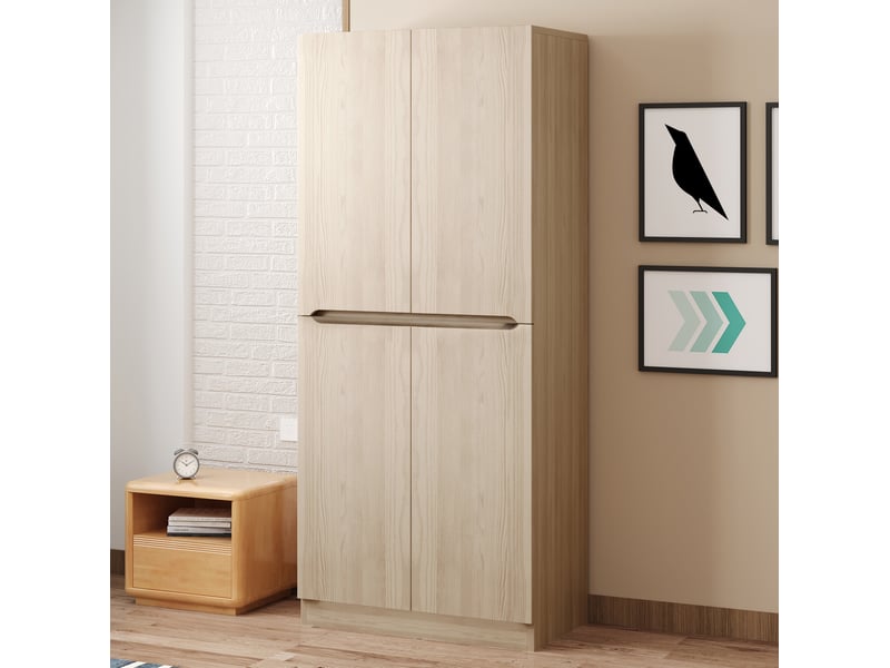  Armoire à deux portes avec penderie et niches basses de rangement, pour chambre, en bois naturel, 70 × 40 × 170 cm  - Conforama C