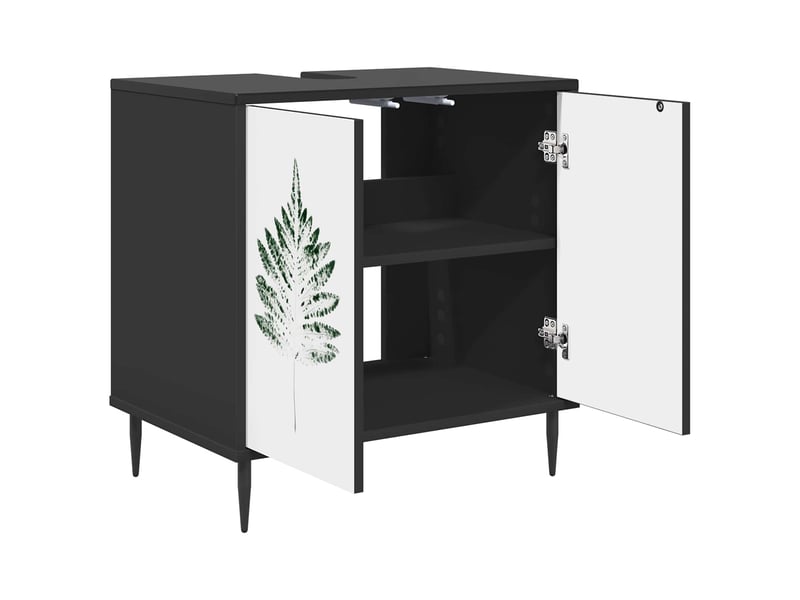  Armoire de salle de bain, meuble de rangement hanau chêne noir 60x40x61 cm  - Conforama E
