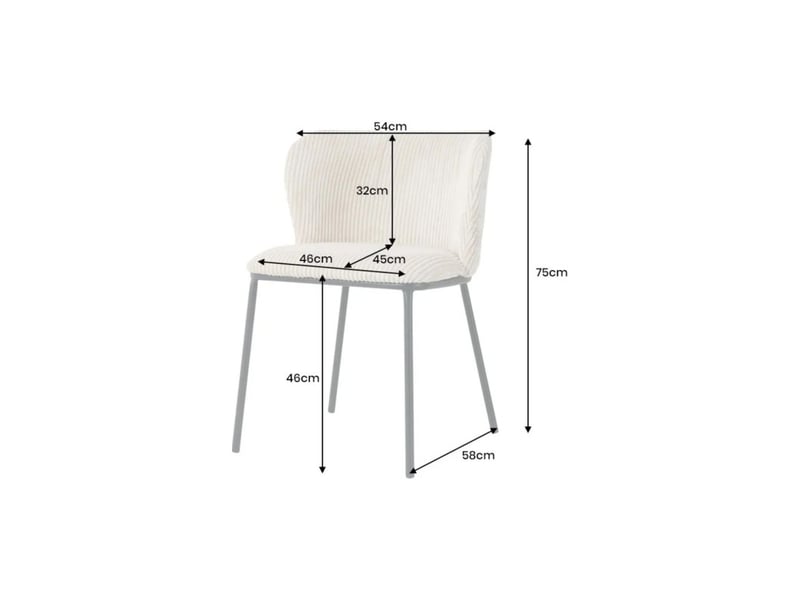 Lot de 2 chaises pavia rose-beige en tissu côtelé – silhouette arrondie et pieds métal noir - Conforama C