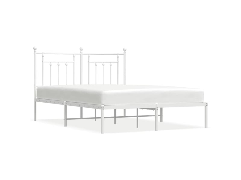  Lit double- lit adulte -  cadre de lit métal sans matelas et tête de lit blanc 140x190 cm  - Conforama A