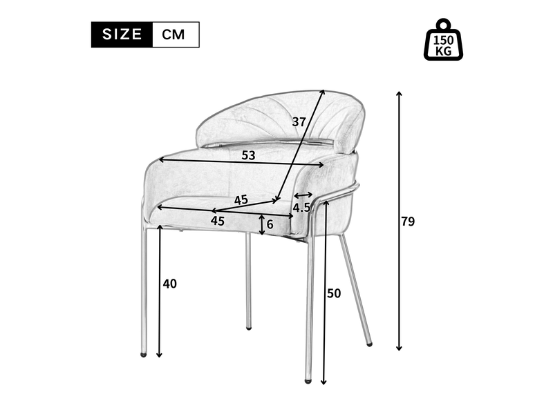  Chaise de salle à manger,53x45x79 cm,avec pieds métal,velours,rose  - Conforama C