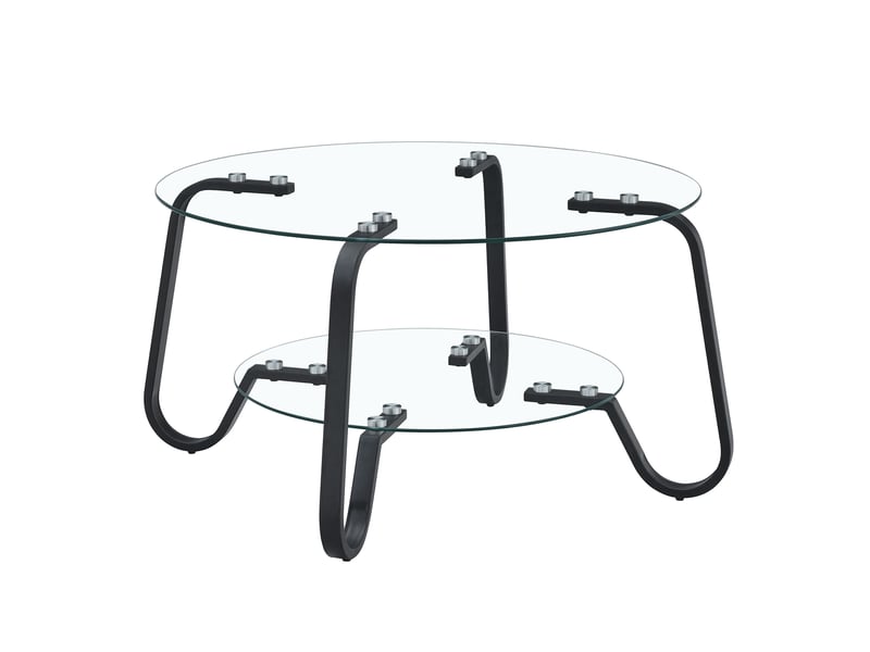  Table basse ronde avec 2 niveaux, structure ouverte, en métal, noir - uvrion  - Conforama A