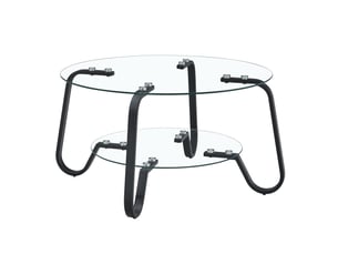 Table basse ronde avec 2 niveaux, structure ouverte, en métal, noir - uvrion