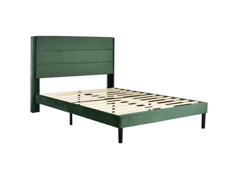  Lit 140 × 200 cm en velours vert foncé avec sommier à lattes IKSETERA TRADING LTD - Conforama E