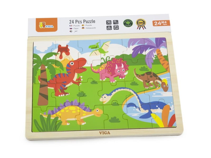  Puzzle en bois viga 51460 - dinosaures, 24 pièces sur support 6934510514600 - Conforama B