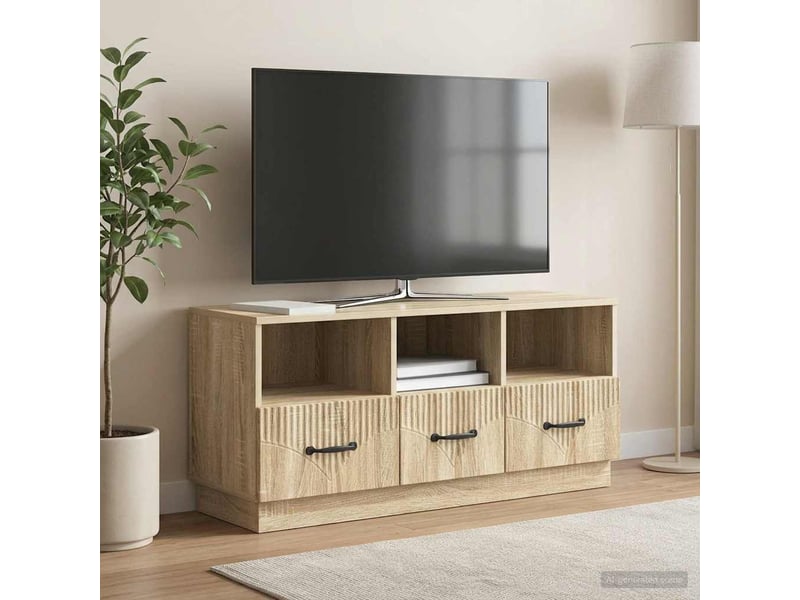  Meuble tv - banc tv - meuble de rangement chêne sonoma 102 x 34,5 x 47 cm bois d'ingénierie  - Conforama B