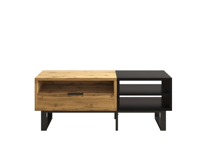  Table basse contemporaine colorblock 100 x 50 x 40 cm, tiroirs et rangements, pieds métal, salon moderne  - Conforama A