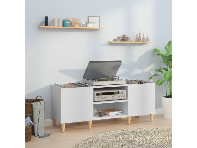  Meuble à disques blanc 121x38x48 cm bois d'ingénierie  - Conforama B