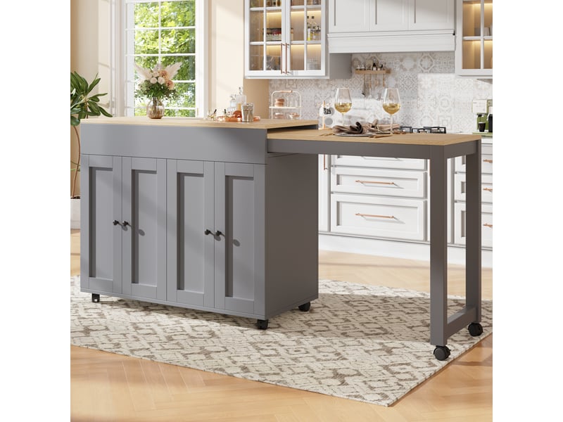 Table bar extensible gris 118-180 cm – 6 rangements, séparateur de pièce, salle à manger - Conforama B