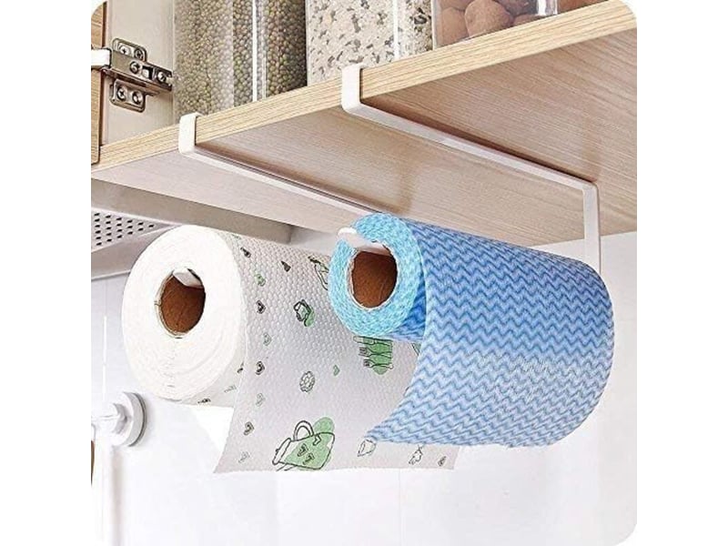  Porte‑rouleau adhésif pour armoire, 2 porte‑serviettes sans perçage, adapté cuisine et salle de bain  - Conforama A