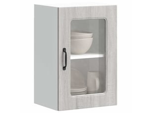 Armoire murale de cuisine avec porte vitrée kalmar bois d'ingénierie gris sonoma shl7323