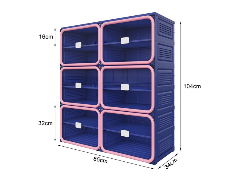  Meuble à chaussures pliable,85×34×104 cm,6 niveaux, 24 paires,porte transparente en pet,matériau pp,style moderne,bleu  - Conforama C