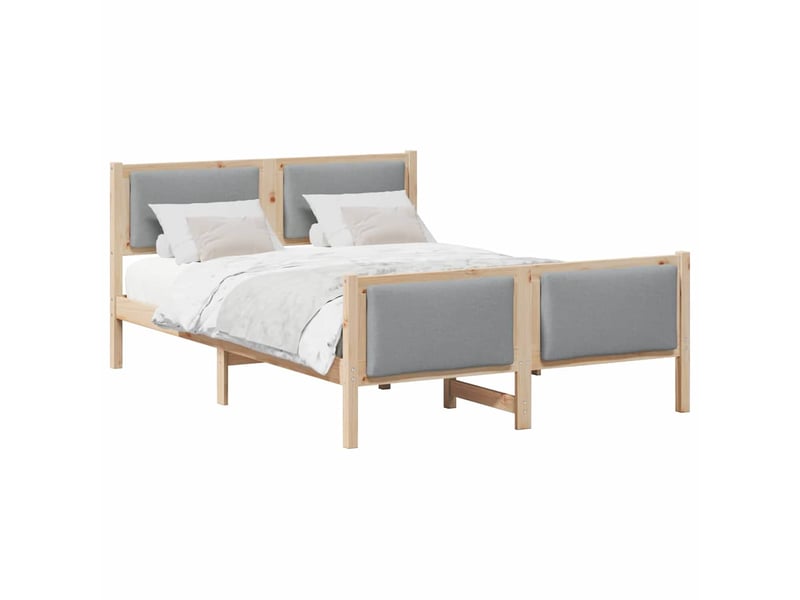  Lit double- lit adulte -  cadre de lit avec tête de lit gris clair 135 x 190 cm tissu  - Conforama B