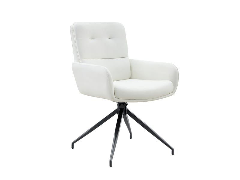  Ensemble table ronde diamètre 85 cm avec 2 fauteuils pivotants – transparent, blanc et noir – style chic  - Conforama D