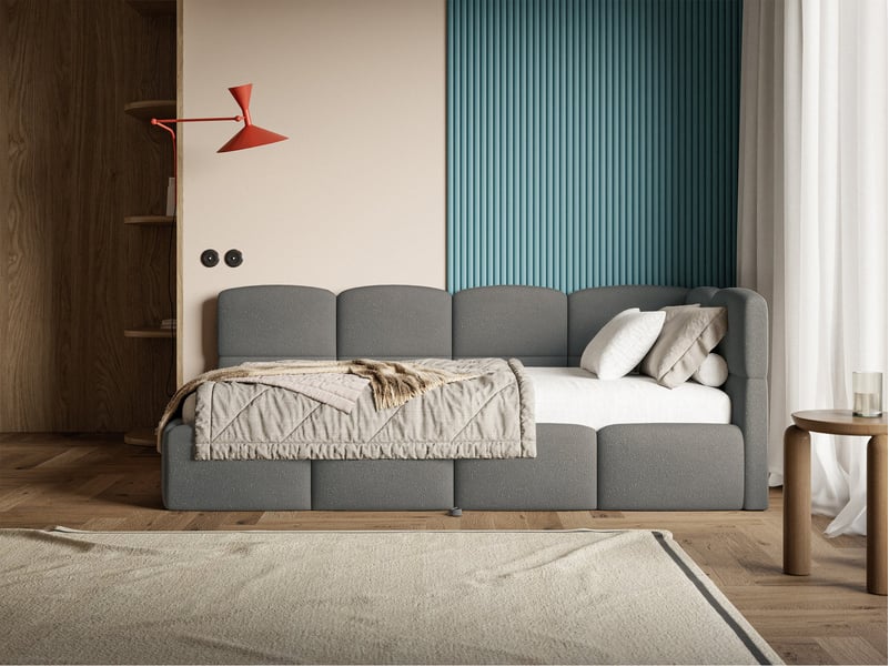 Selsey cloudy - lit rembourré - 170x185 cm - chenille gris foncé - côté droit Cloudy - Conforama C