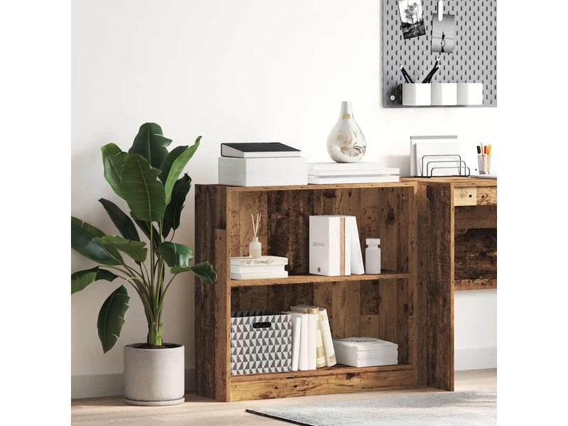  Bibliothèque, meuble de rangement salon vieux bois 80x24x76 cm bois d'ingénierie  - Conforama B