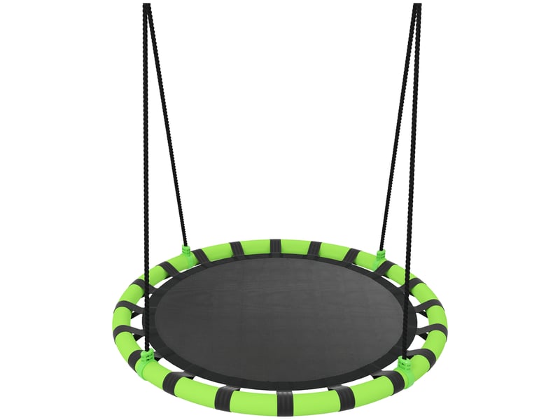  Balançoire nid d'oiseau, balançoire suspendue avec cordes réglables en hauteur, siège rond ø 100 cm, noir  - Conforama A