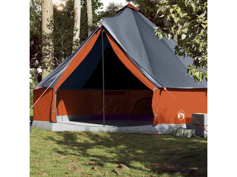 Tente de camping, tente familiale tipi 10 personnes gris et orange imperméable - Conforama B