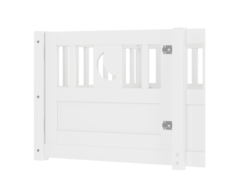 Lit enfant à barrières 90x190 cm en pin blanc avec étoiles et lune  - Conforama R