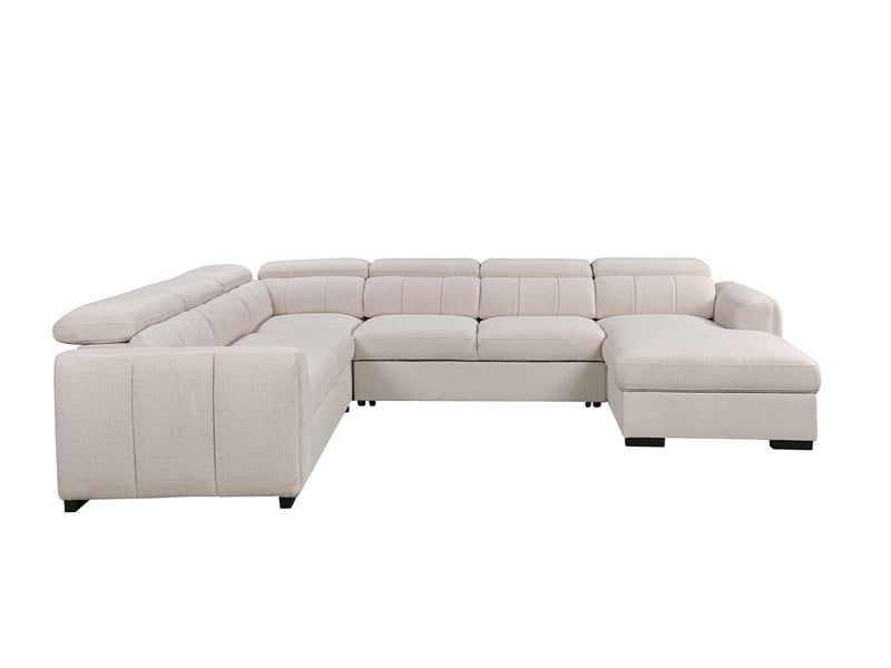 Canapé panoramique convertible avec coffre en tissu bouclette beige najah - angle droit KF8047-2A2M-BEI - Conforama A