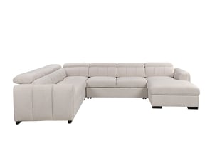 Canapé d'angle droit fixe DECO IN PARIS KF8047-2A2M-BEI 7 places Tissu beige avec coffre de rangement