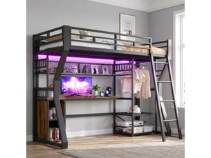 Lit mezzanine 90x200 cm MEUBLIV coloris noir